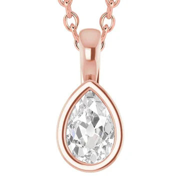 Dames Solitaire Echt Diamanten Hanger Dia Bezel Set Peer Oude Mijnwerker 5 Ct.