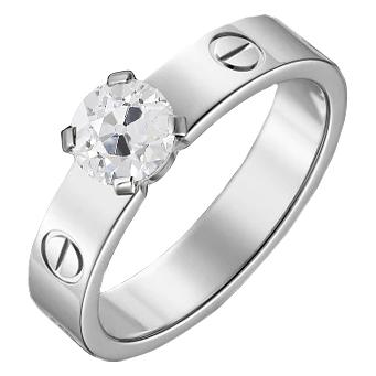 Dames Solitaire Ring Ronde Oude Mijn Geslepen Echt Diamant 1 Karaat Gouden Sieraden