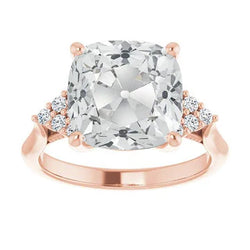 Echte Dames Trouwring Rond & Kussen Oude Mijnwerker Diamant 7.50 Karaat