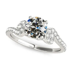 Dames Verlovingsring Old Mine Cut Echte Natuurlijke uit de aarde gewonnen Diamant 4 Karaat Sieraden