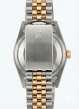 Afbeelding in Gallery-weergave laden, Dames Datumjust Rolex-horloge roestvrij staal en gouden armband Roze Romeinse wijzerplaat
