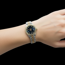 Afbeelding in Gallery-weergave laden, Dames Datumjust roestvrij staal &amp; Goud Blauwe Diamant Wijzerplaat lunette Rolex Horloge P2

