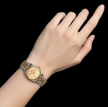 Afbeelding in Gallery-weergave laden, Dames Rolex 31mm Datejust Two Tone Champagne Romeins horloge
