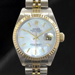 Dames Rolex Datejust 26mm Mother Of Pearl Stick Dial Two Tone Horloge