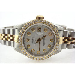 Dames Rolex Datum-just horloge met diamanten witte wijzerplaat