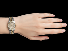 Afbeelding in Gallery-weergave laden, Dames Rolex Datumjust Champagne wandtapijt Stok wijzerplaat 31 mm horloge
