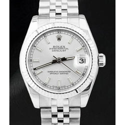 Dames Rolex Datumjust zilveren lichtgevende wijzerplaat roestvrijstalen horloge