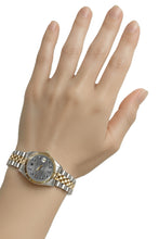 Afbeelding in Gallery-weergave laden, Dames grijze diamanten wijzerplaat Datumjust rand Rolex dameshorloge tweekleurig P2
