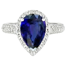 Afbeelding in Gallery-weergave laden, echte round saffier 4karaat ring close-up detail

