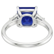 Afbeelding in Gallery-weergave laden, Damesring met uit de aarde gewonnen diamant, prinses geslepen blauwe saffier 5.25 karaat Witgoud
