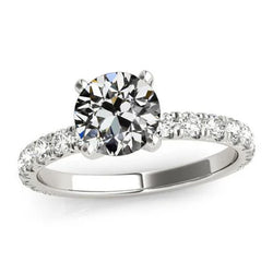 Damesring Rond Oude Mijnwerker Echte Natuurlijke uit de aarde gewonnen Diamant 14K Gouden Sieraden 4 Karaat