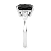 Afbeelding in Gallery-weergave laden, Driesteens Verlovingsring met donkere diamant, 3,6 karaat echte kussengeslepen zwarte diamant en baguette, 14K Witgoud

