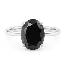 Afbeelding in Gallery-weergave laden, Donkere diamant verlovingsring 5 karaat echte ovale zwarte solitair 14k witgoud
