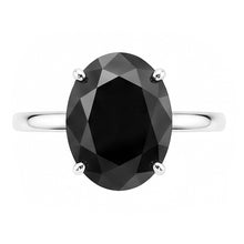 Afbeelding in Gallery-weergave laden, Donkere Diamanten Verlovingsring 5 Karaat Echte Ovale Zwarte Solitaire Glad 14k Witgoud
