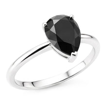 Afbeelding in Gallery-weergave laden, Donkere Diamant Verlovingsring 5 Karaat Echte Peervormige Zwarte Solitair Taps Toelopend 14K Witgoud
