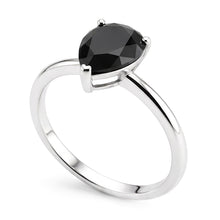 Afbeelding in Gallery-weergave laden, Donkere Diamant Verlovingsring 5 Karaat Echte Peervormige Zwarte Solitair Taps Toelopend 14K Witgoud
