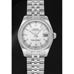 Date-just 31mm Rolex Witgouden Gecanneleerde Lunette Horloge