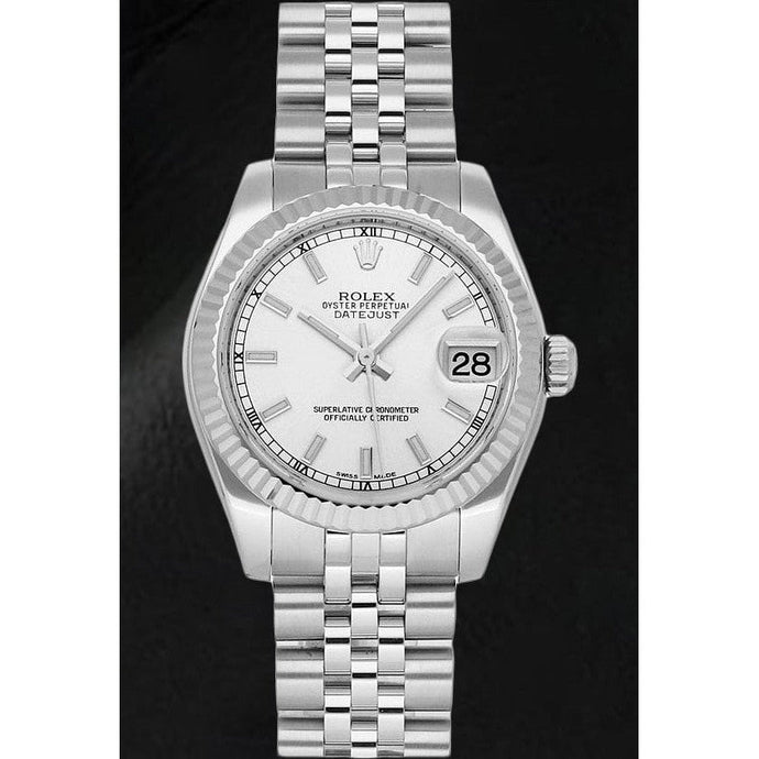 Date-just 31mm Rolex 178274 Witgouden Gecanneleerde Lunette Horloge