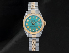 Afbeelding in Gallery-weergave laden, Datejust 26mm Rolex 6917 Turkoois Diamanten Wijzerplaat Tweekleurig Horloge
