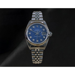 Datejust 26 mm Rolex Blauwe Diamanten Wijzerplaat Jaar 2002 Dameshorloge
