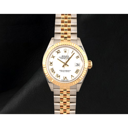 Datejust 279173 Rolex Tweekleurig Dameshorloge met Witte Romeinse Wijzerplaat
