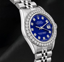 Afbeelding in Gallery-weergave laden, Rolex 6916 Datejust 26mm Blauwe Diamanten Wijzerplaat Roestvrij Staal Diamanten Lunette Horloge
