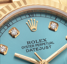 Afbeelding in Gallery-weergave laden, Rolex Datejust 26mm 69178 Turkooizen Diamanten Wijzerplaat 18K Geelgoud Horloge
