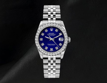 Afbeelding in Gallery-weergave laden, Datejust Rolex 26mm Diamanten Lunette Blauwe Diamanten Wijzerplaat 6916 Roestvrij Staal Horloge
