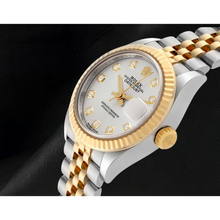 Afbeelding in Gallery-weergave laden, Datejust Rolex 28 mm Zilveren Diamanten Wijzerplaat Tweekleurig Dameshorloge 279173
