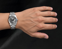 Afbeelding in Gallery-weergave laden, Datejust Rolex 36mm Grijze Wijzerplaat met Streepindexen Roestvrij Staal Horloge Oyster-armband
