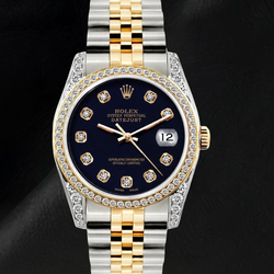 Rolex 6013 Datejust Zwarte Diamanten Wijzerplaat 36mm Tweekleurig Horloge