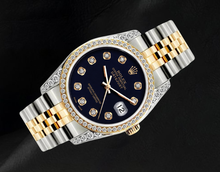 Afbeelding in Gallery-weergave laden, Rolex 6013 Datejust Zwarte Diamanten Wijzerplaat 36mm Tweekleurig Horloge
