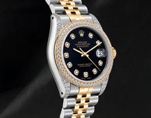 Afbeelding in Gallery-weergave laden, Rolex 6013 Datejust Zwarte Diamanten Wijzerplaat 36mm Tweekleurig Horloge
