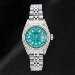 Datejust Rolex 6916 Snoer Diamanten Wijzerplaat 26mm Roestvrij Staal Horloge