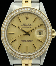 Afbeelding in Gallery-weergave laden, Datejust champagne con quadrante a bastone Orologio Rolex da donna in acciaio inossidabile e lunetta

