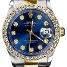 Afbeelding in Gallery-weergave laden, Datumjust Rolex heren geelgoud roestvrij staal tweekleurig horloge snel ingesteld
