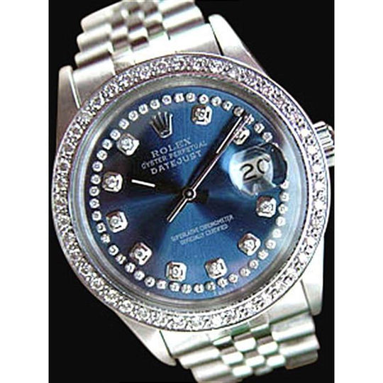 Datumjust Rolex Herenhorloge Blauwe Diamant Wijzerplaat Lunette
