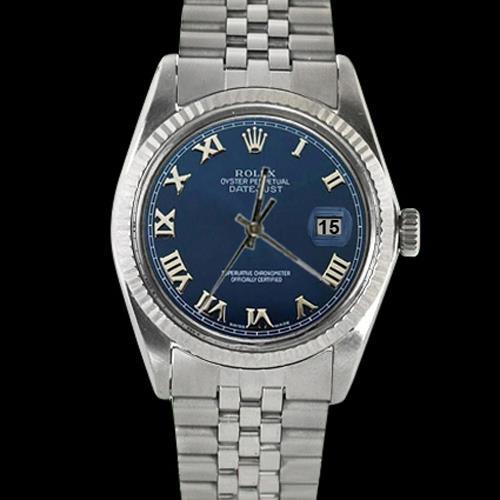 Datumjust Rolex Herenhorloge roestvrij staal Blauwe Romeinse Wijzerplaat Gecanneleerd Saffier SNELLE INSTELLING
