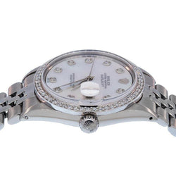 Datumjust Rolex Horloge Met Diamanten Lunette Heren Witte dweil Wijzerplaat SNELLE INSTELLING