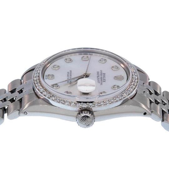 Datumjust Rolex Horloge Met Diamanten Lunette Heren Witte dweil Wijzerplaat SNELLE INSTELLING
