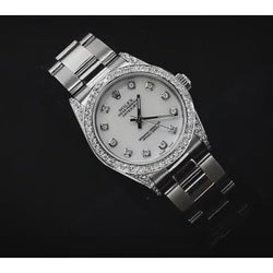 Datejust Rolex Midsize Horloge Custom Diamanten Lunette Oyster-armband RVS
