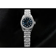 Afbeelding in Gallery-weergave laden, Datumjust Rolex blauwe diamanten wijzerplaat dameshorloge jubileumarmband

