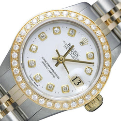 Datumjust Rolex dameshorloge tweekleurige armband witte diamanten wijzerplaat