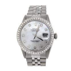 Datumjust Rolex herenhorloge met diamanten rand van roestvrij staal snel ingesteld