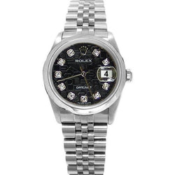 Datumjust Rolex zwarte diamanten wijzerplaat dames herenhorloge jubileum roestvrij staal