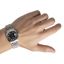 Afbeelding in Gallery-weergave laden, Datumjust Rolex zwarte diamanten wijzerplaat dames herenhorloge jubileum roestvrij staal

