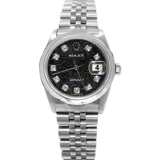 Datumjust Rolex zwarte diamanten wijzerplaat dames herenhorloge jubileum roestvrij staal
