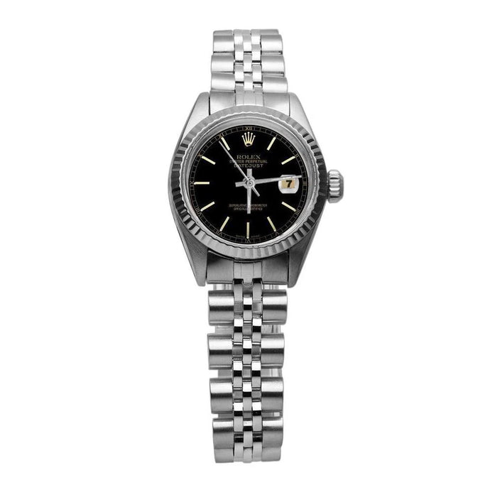 Datumjust Stok-wijzerplaat met gecanneleerde rand Horloge Rolex Roestvrijstalen jubileum
