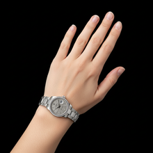 Afbeelding in Gallery-weergave laden, Datumjust middelgrote Rolex-horloge met diamanten rand-stok wijzerplaat roestvrij staal P4
