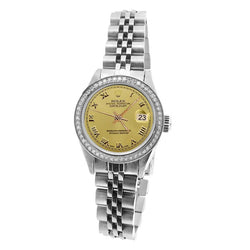 Datumjust roestvrijstalen jubileum dameshorloge Rolex diamanten rand